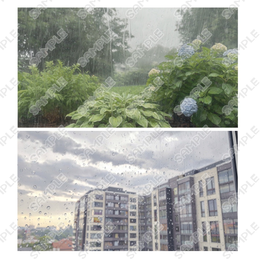 【カラー/モノクロ】雨の日の窓