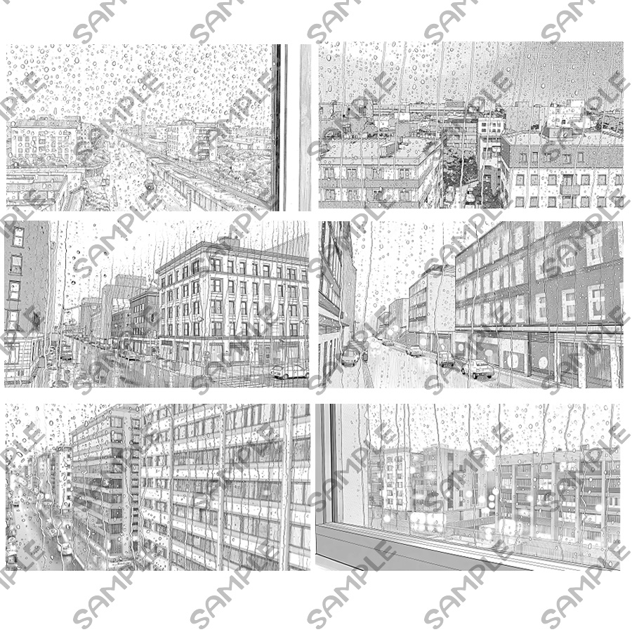 【カラー/モノクロ】雨の日の窓