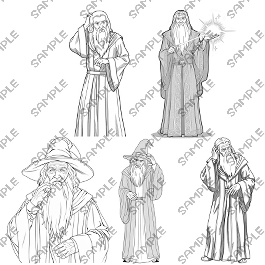 【トレスOK】魔法使いポーズ集【モノクロ/カラー】