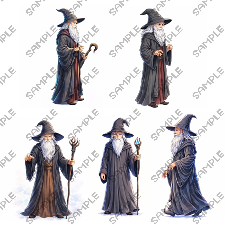 【トレスOK】魔法使いポーズ集【モノクロ/カラー】