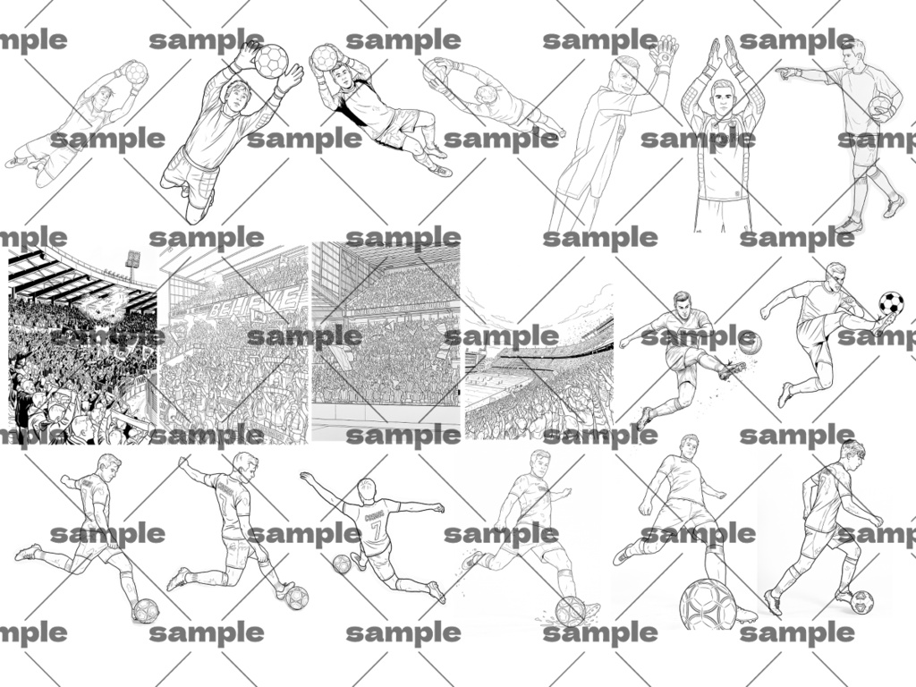 【トレスOK】サッカーポーズ集 写真+線画イラストセット合計106枚