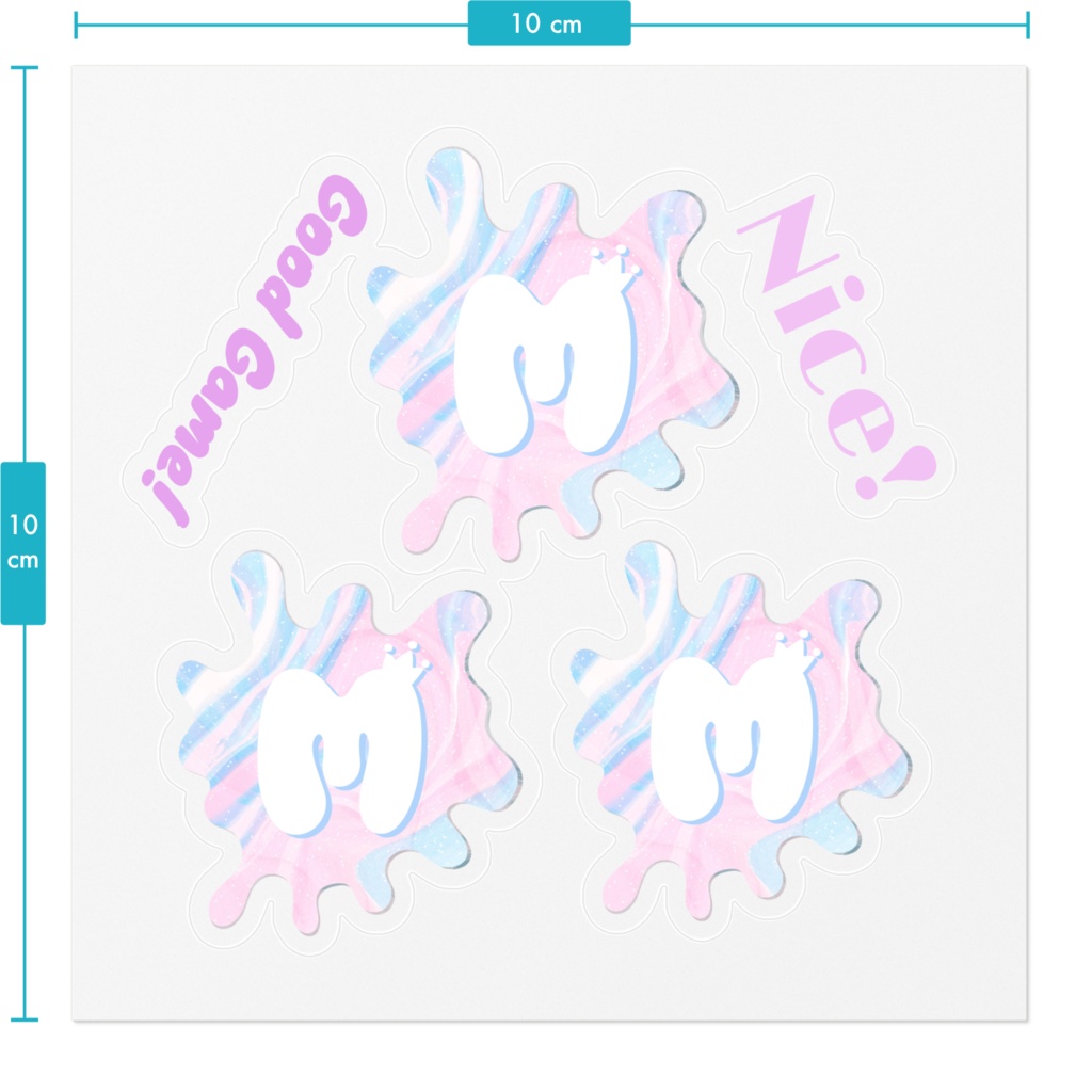 【3個入り】カワインク!イニシャルMのインクの形ステッカー(とうめい)