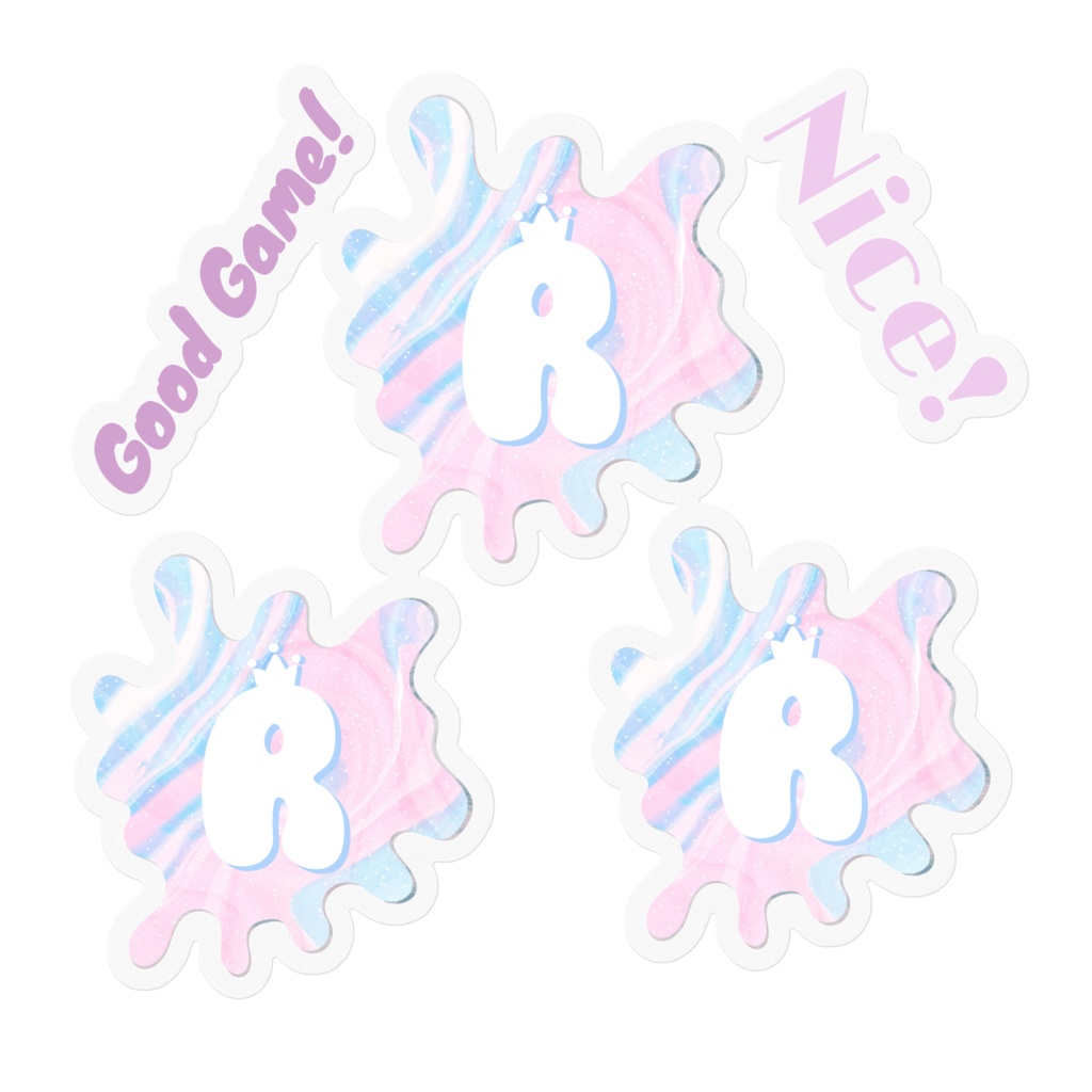 【3個入り】カワインク!イニシャルRのインクの形ステッカー(とうめい)