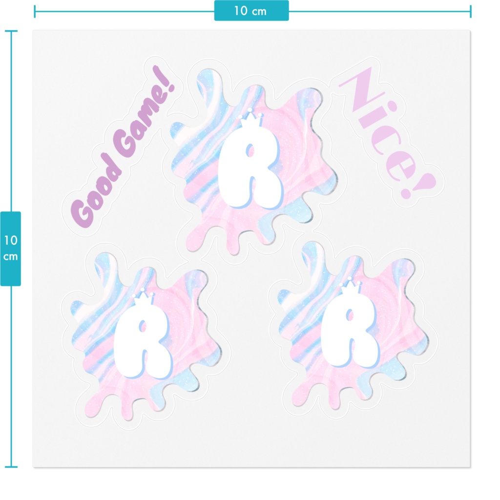 【3個入り】カワインク!イニシャルRのインクの形ステッカー(とうめい)