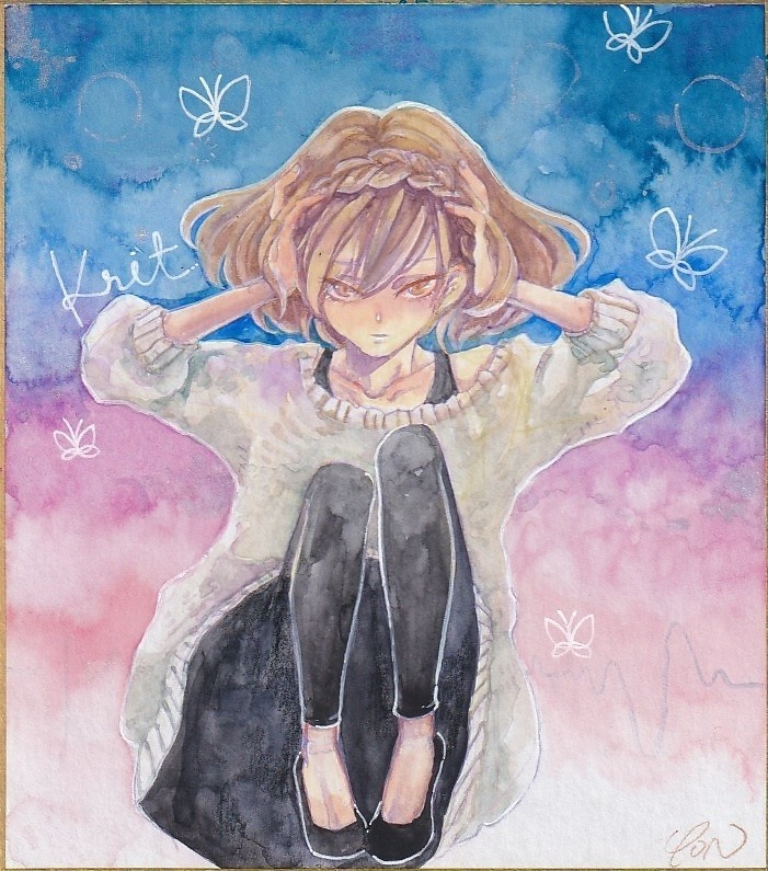 色紙原画　ニット【ポップン】