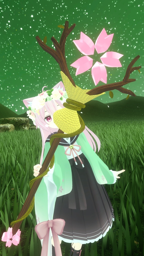 【VRChat想定】さくらの杖【パーティクル付き】