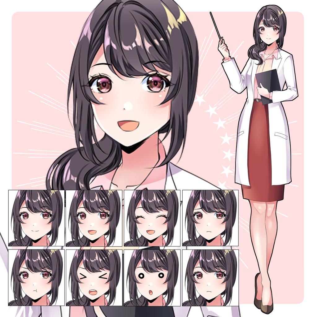 女性教授_立ち絵素材