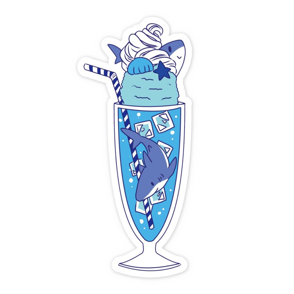 クリームソーダ×サメちゃんスマホステッカー