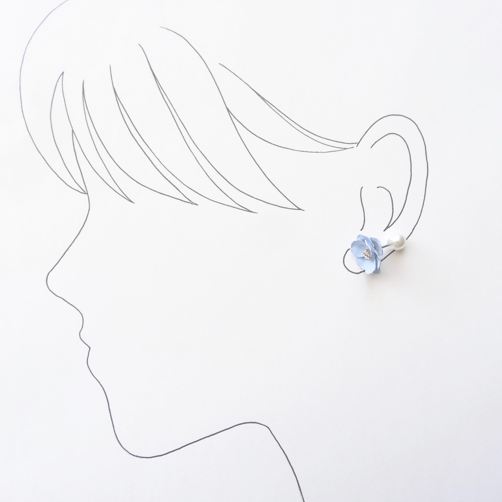 野バラのピアス・水色