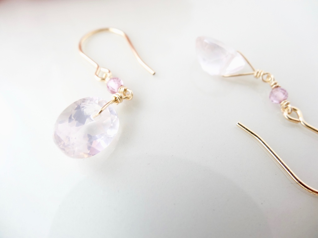 ローズクォーツピアス・ソリテアジュエル