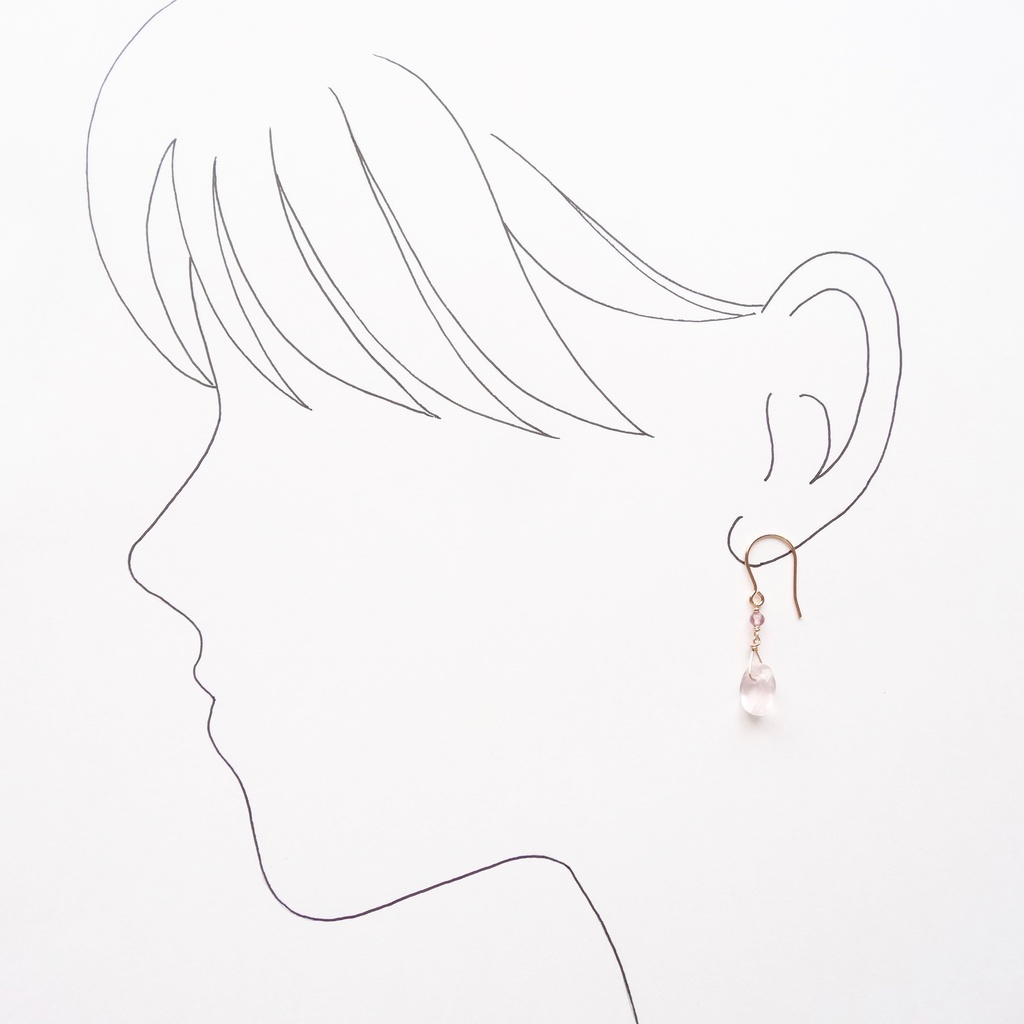 ローズクォーツピアス・ソリテアジュエル