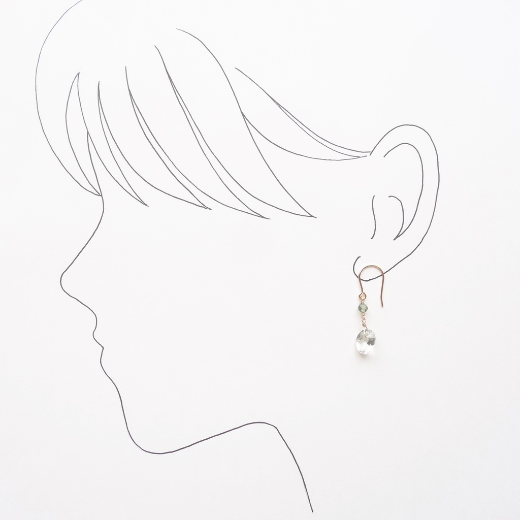 グリーンアメジストピアス・ソリテアジュエル(イヤリングOK)