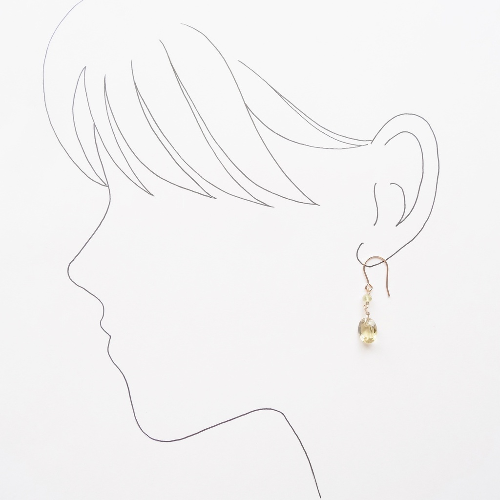 レモンクォーツピアス・ソリテアジュエル(イヤリングOK)