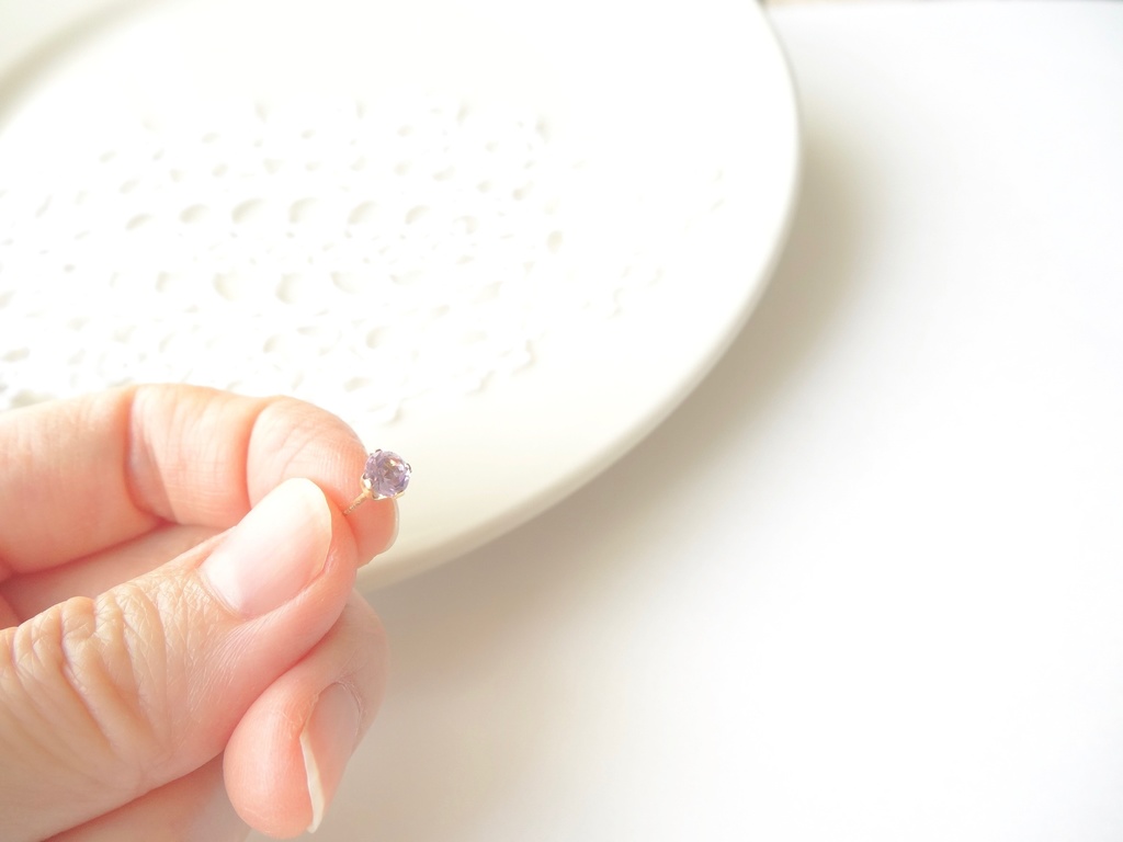 ピンクアメジスト&K14gf  一粒ピアス