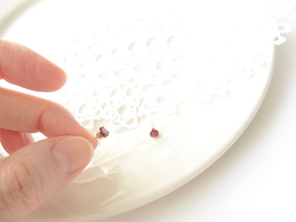 ガーネット&K14gf 一粒ピアス