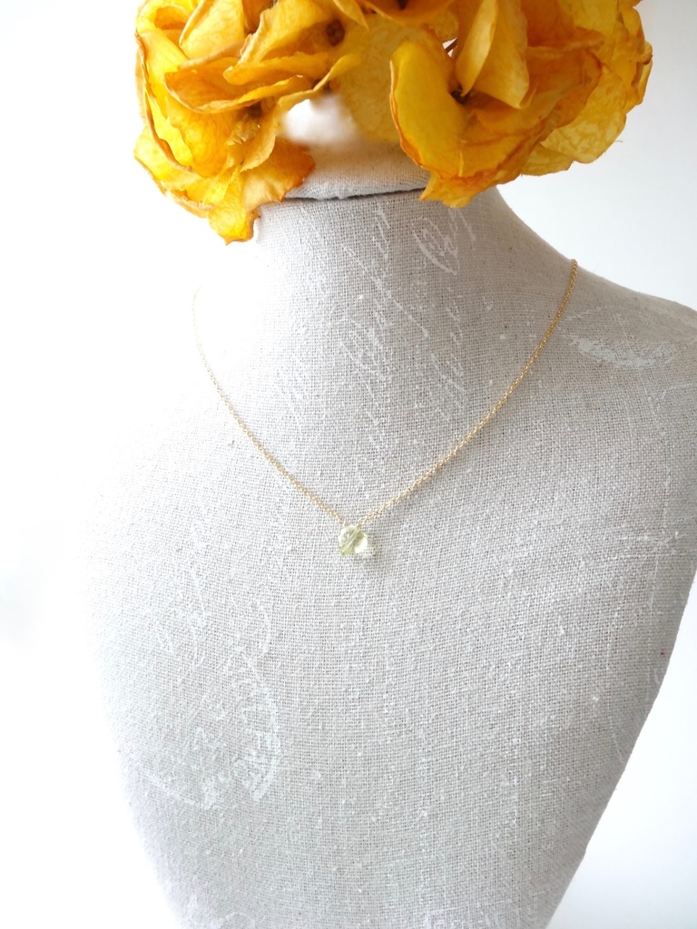 レモンクォーツ&silver925/K18GP・ハートドロップス・ヴェルメイユ仕立て