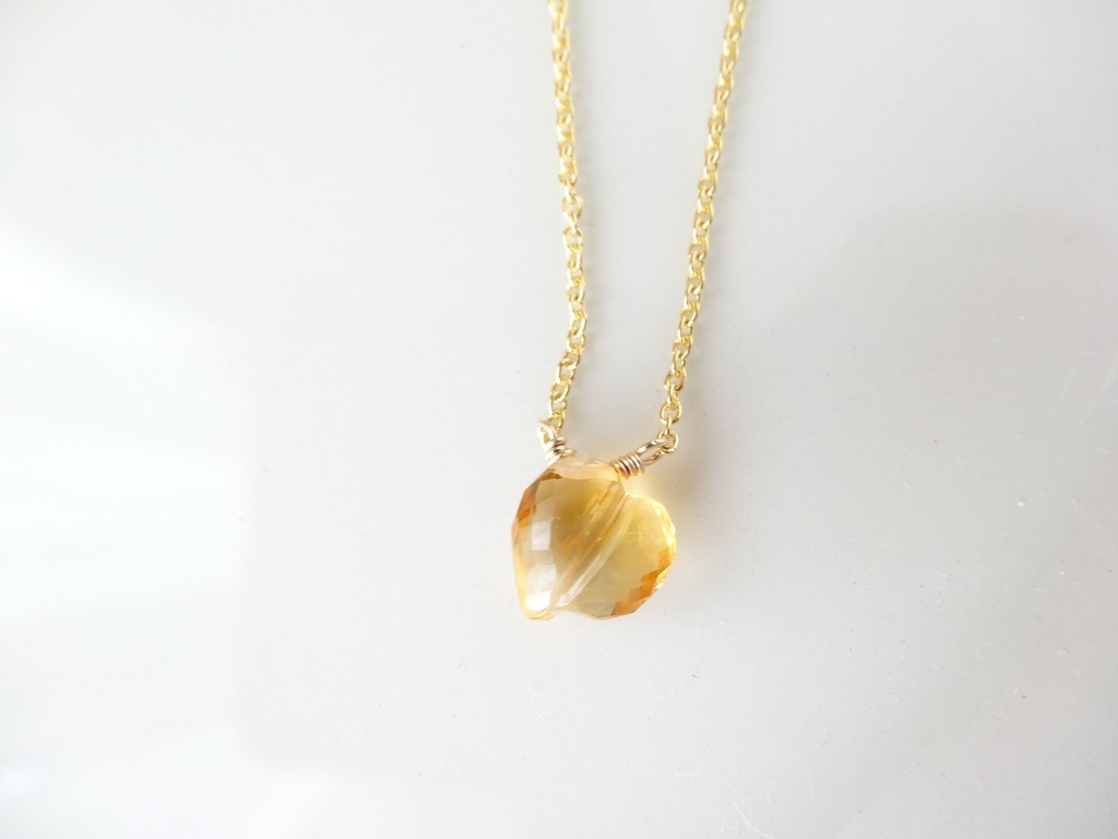 シトリン&silver925/K18GP・ハートドロップス・ヴェルメイユ仕立て