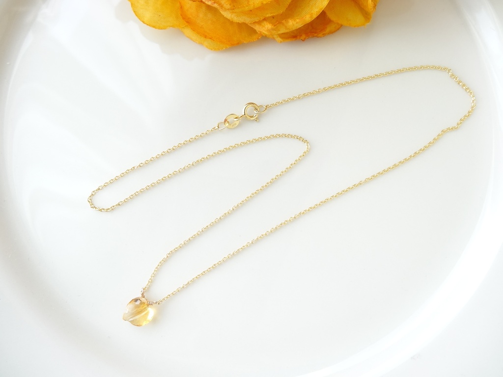 シトリン&silver925/K18GP・ハートドロップス・ヴェルメイユ仕立て