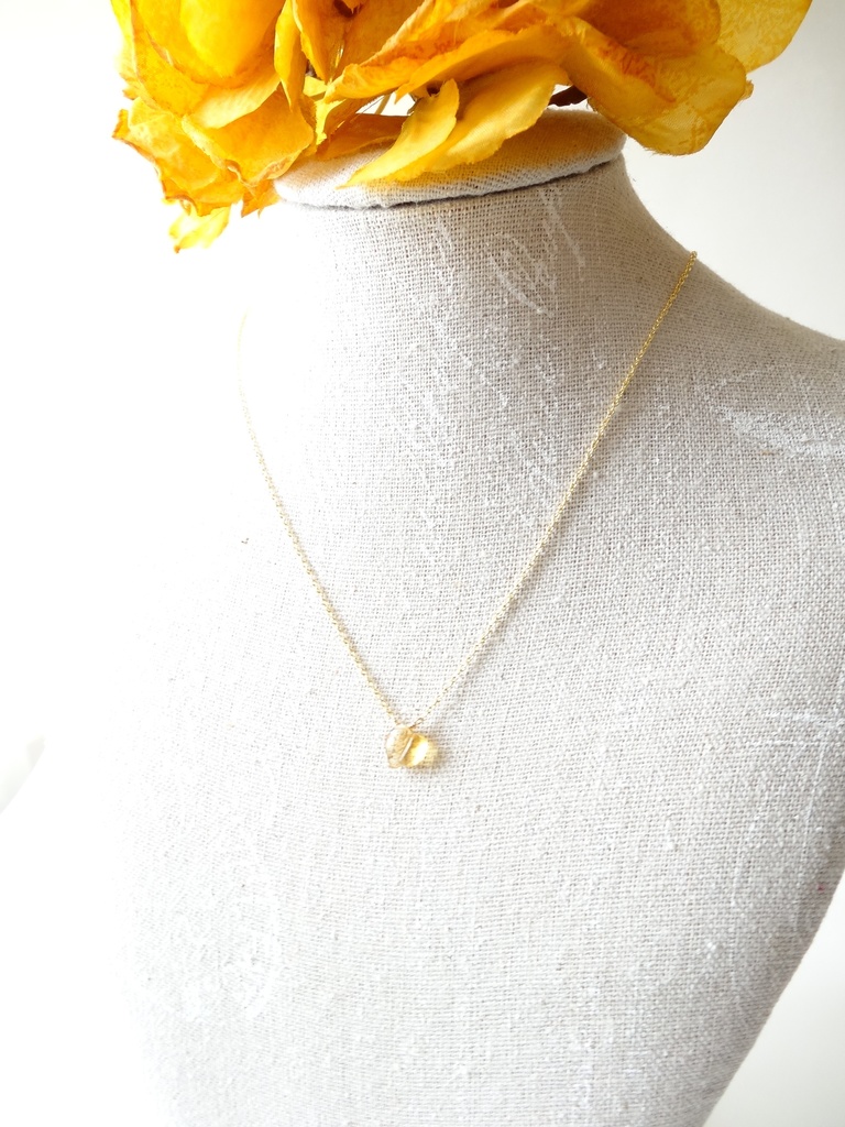 シトリン&silver925/K18GP・ハートドロップス・ヴェルメイユ仕立て