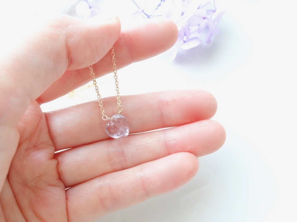 ローズアメジスト&silver925/K18GP・ハートドロップス・ヴェルメイユ仕立て