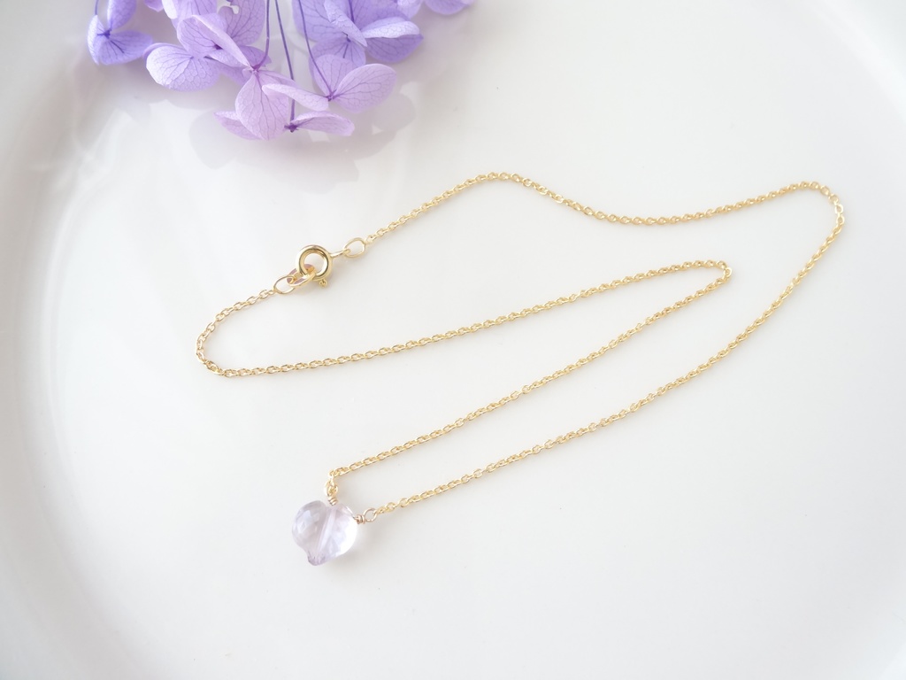 ローズアメジスト&silver925/K18GP・ハートドロップス・ヴェルメイユ仕立て