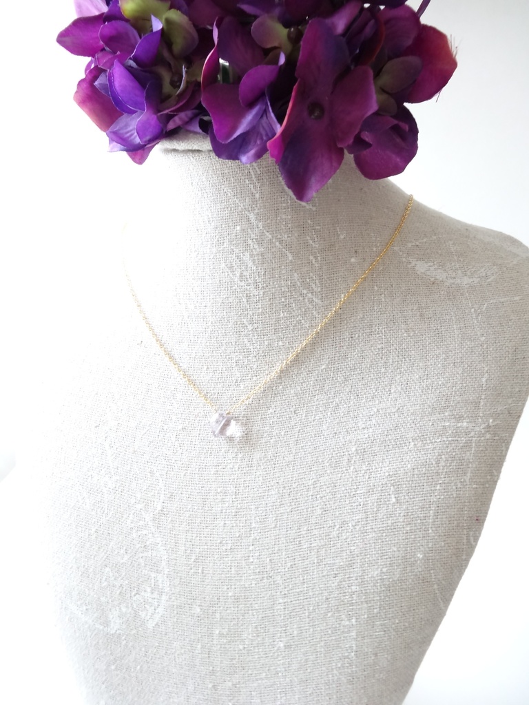 ローズアメジスト&silver925/K18GP・ハートドロップス・ヴェルメイユ仕立て