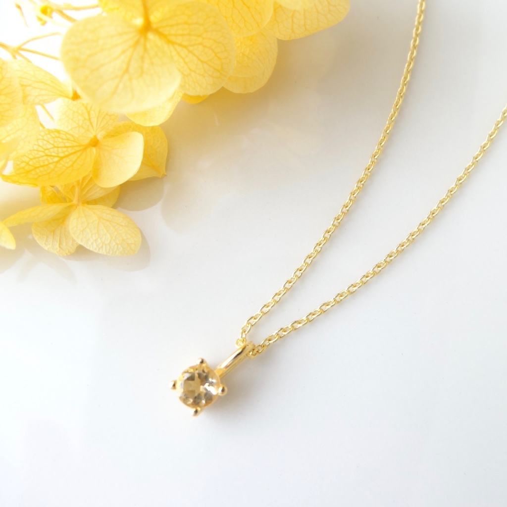 シトリン＆silver925/K18GP・リトルスター・ヴェルメイユ仕立て