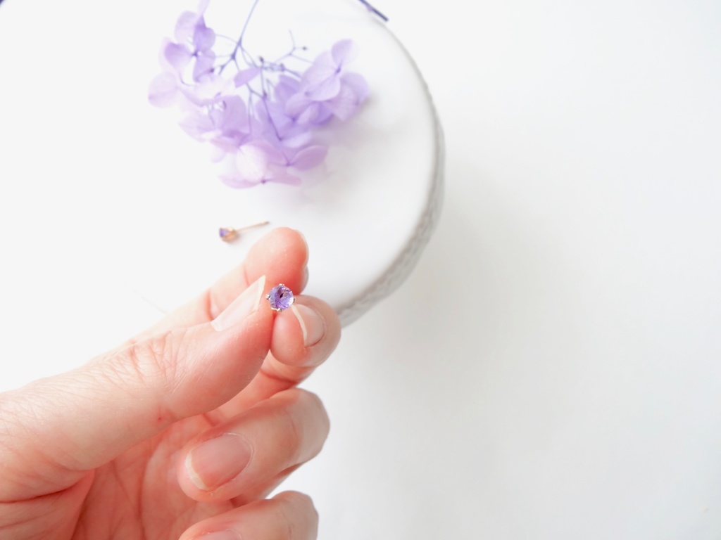 再販*アメジスト&K14gf 一粒ピアス