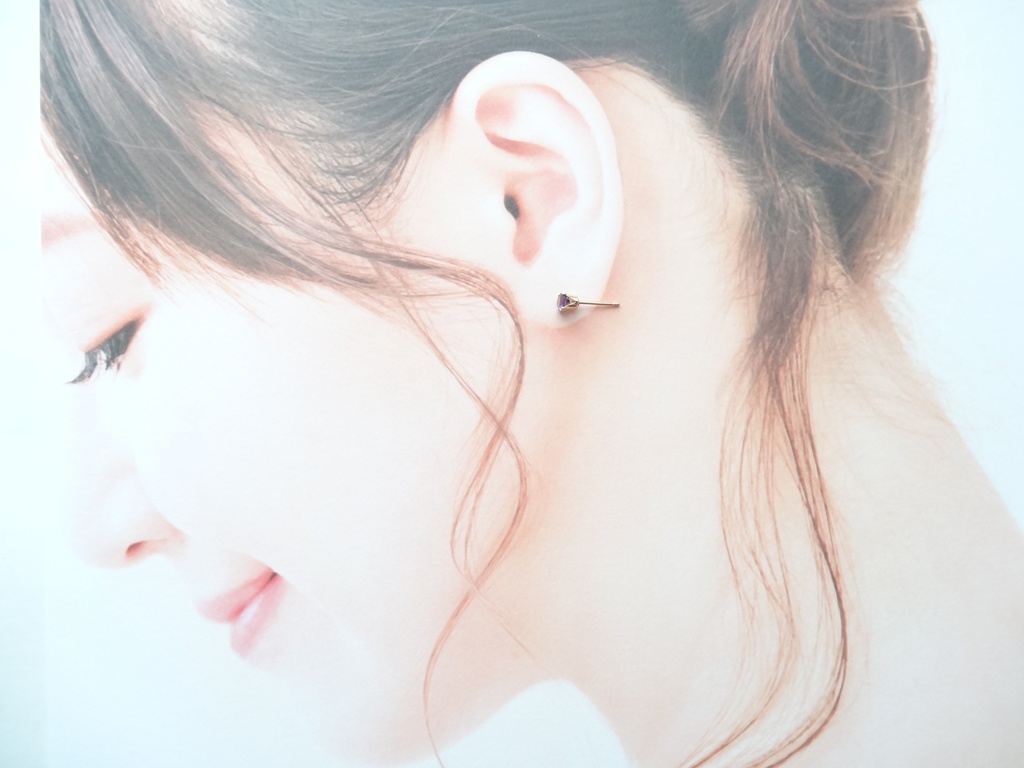 再販*アメジスト&K14gf 一粒ピアス