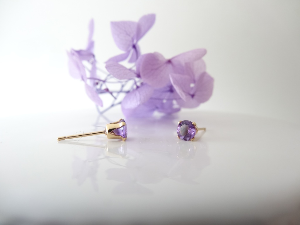 再販*アメジスト&K14gf 一粒ピアス