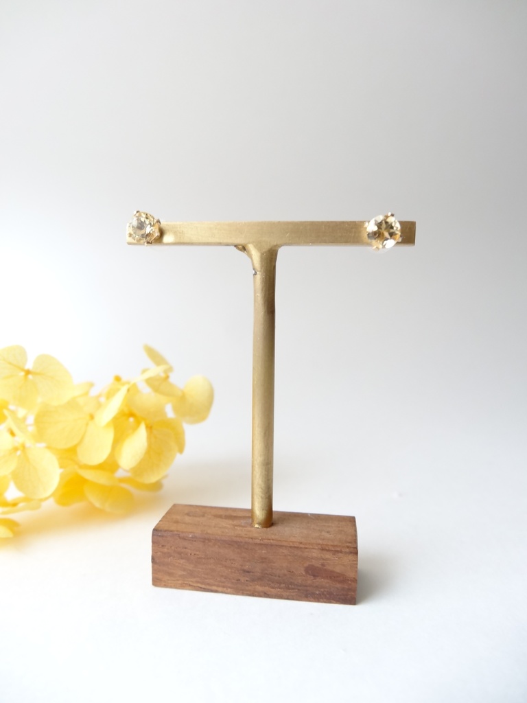 シトリン&K14gf 一粒ピアス