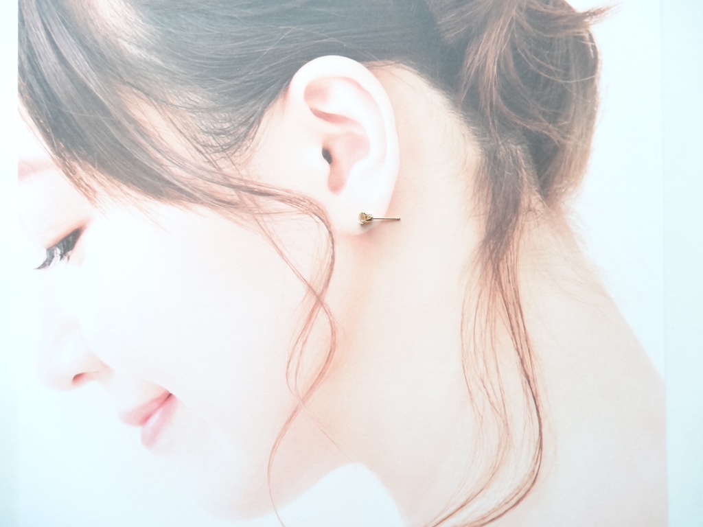 シトリン&K14gf 一粒ピアス