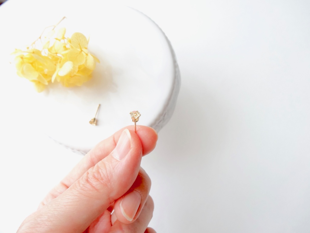 シトリン&K14gf 一粒ピアス