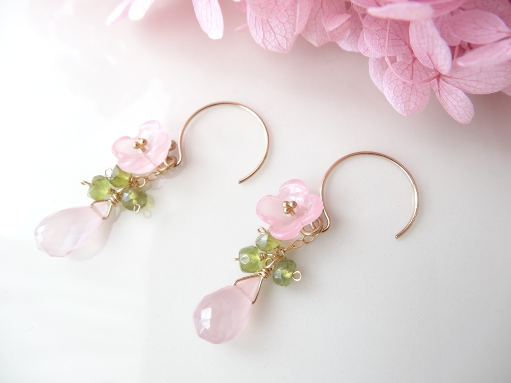 サクラクォーツ&K14gf フラワーポット