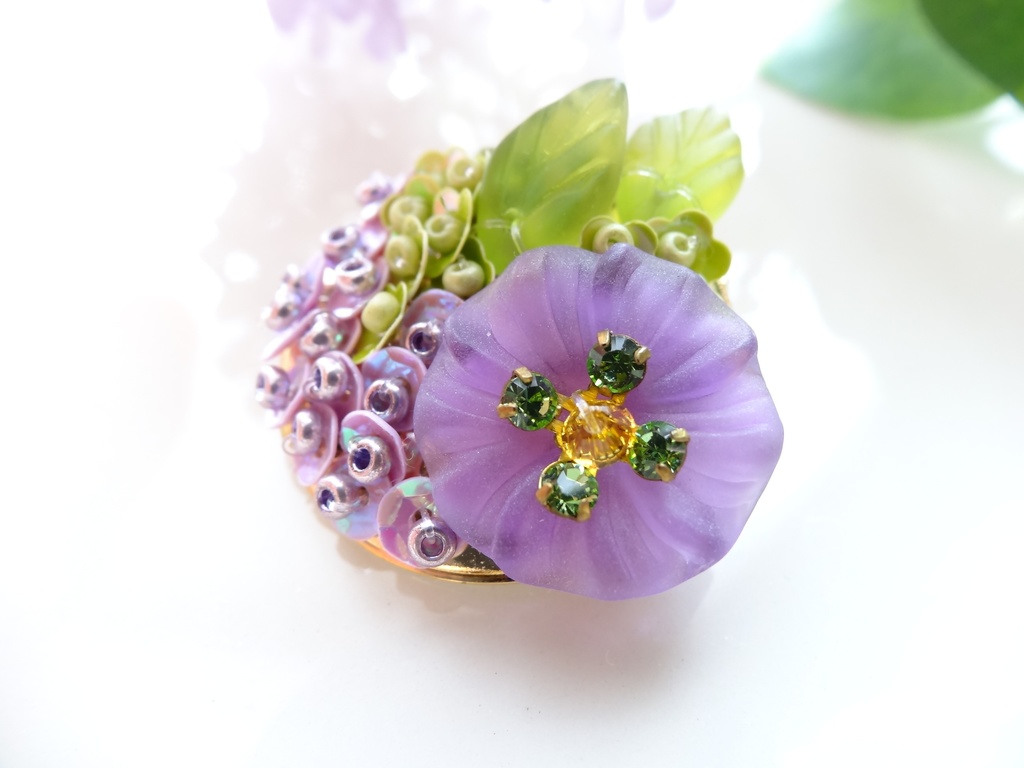 紫陽花ミニブローチ・花皿タルト
