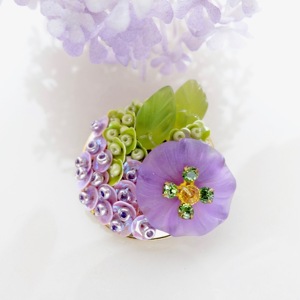 紫陽花ミニブローチ・花皿タルト