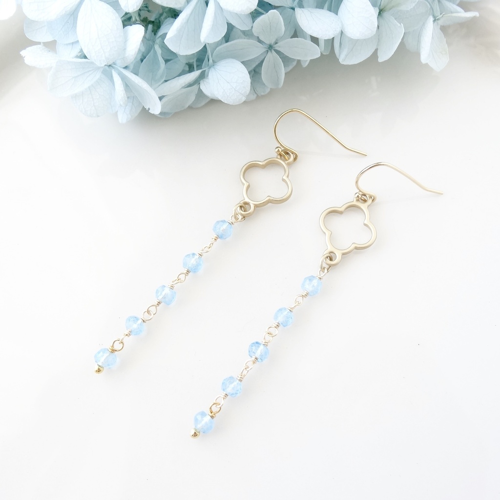 ブルーカラークォーツピアス・ブルーレイン