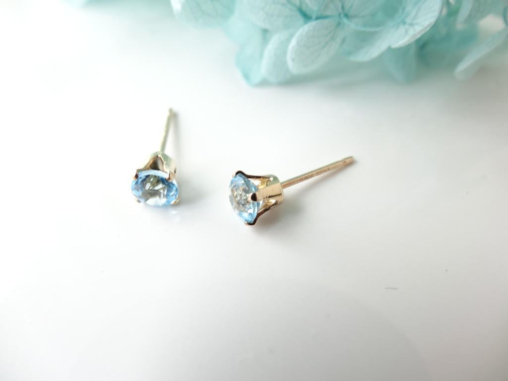 スイスブルートパーズ&K14gf 一粒ピアス