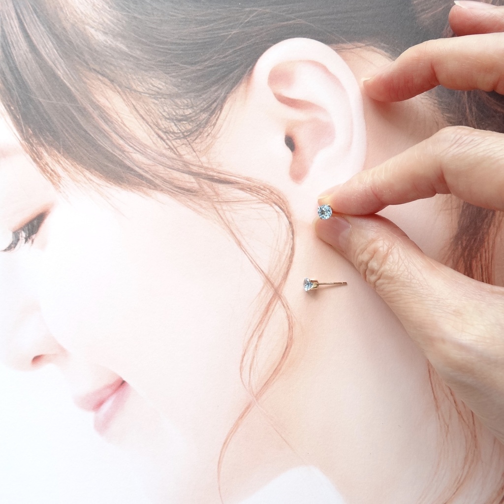 スイスブルートパーズ&K14gf 一粒ピアス