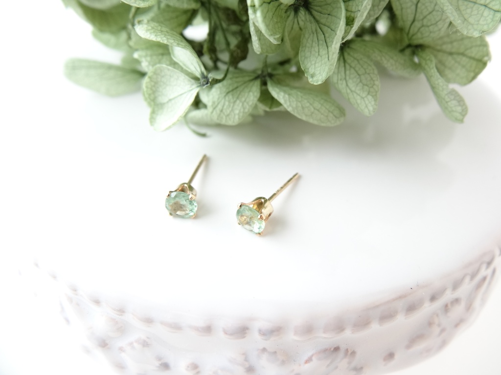 グリーンカイヤナイト&K14gf 一粒ピアス