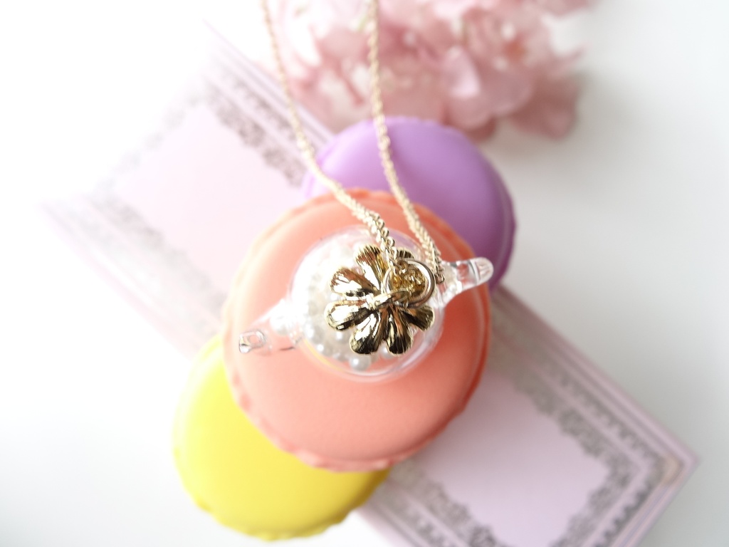 再販*ガラスドーム・ティーポット・パール