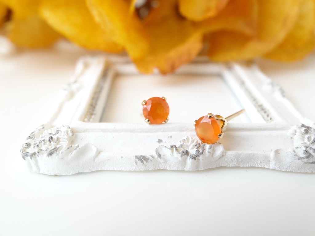 カーネリアン&K14gf 一粒ピアス