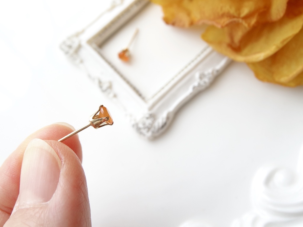 カーネリアン&K14gf 一粒ピアス