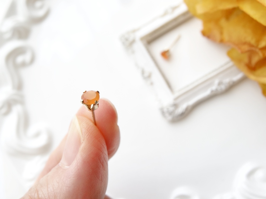 カーネリアン&K14gf 一粒ピアス