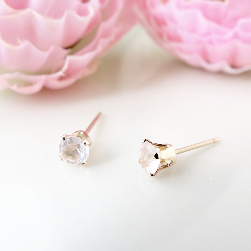ローズクォーツ&K14gf 一粒ピアス