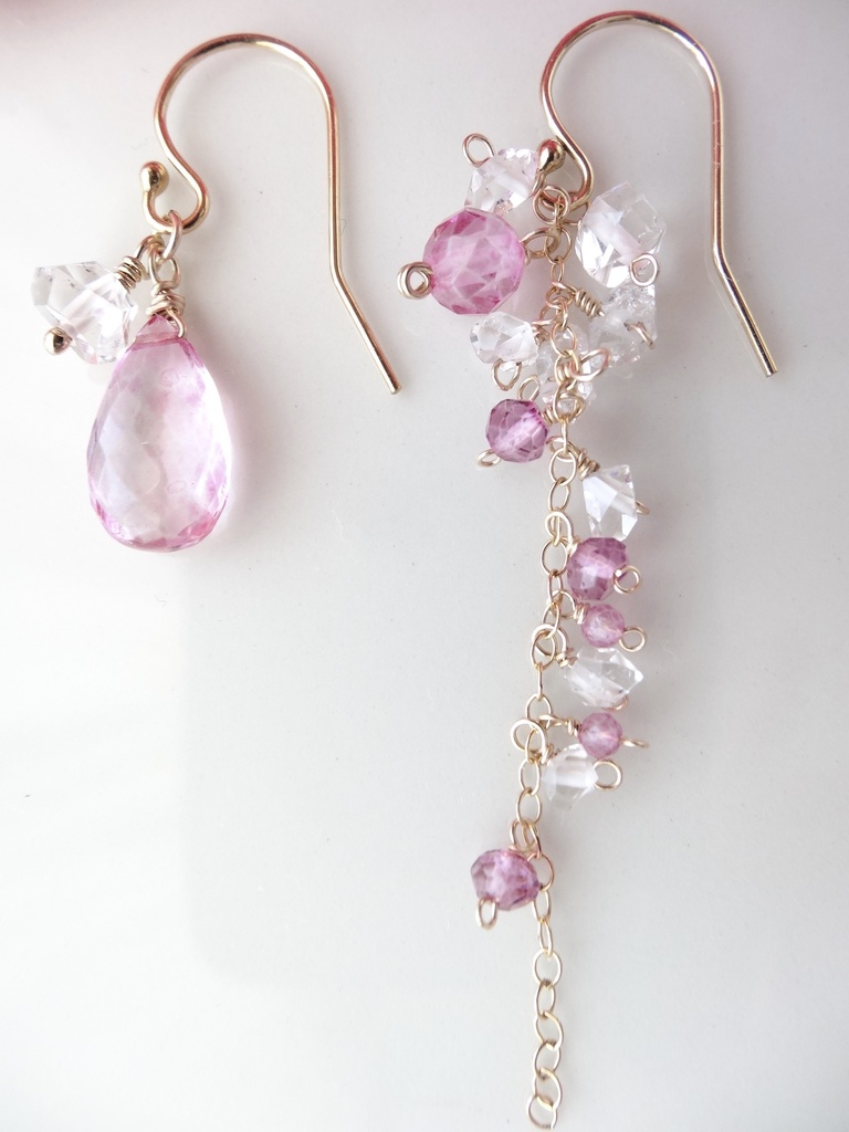 天然石*ピンクトパーズ&K14gfピアス・枝垂れ桜