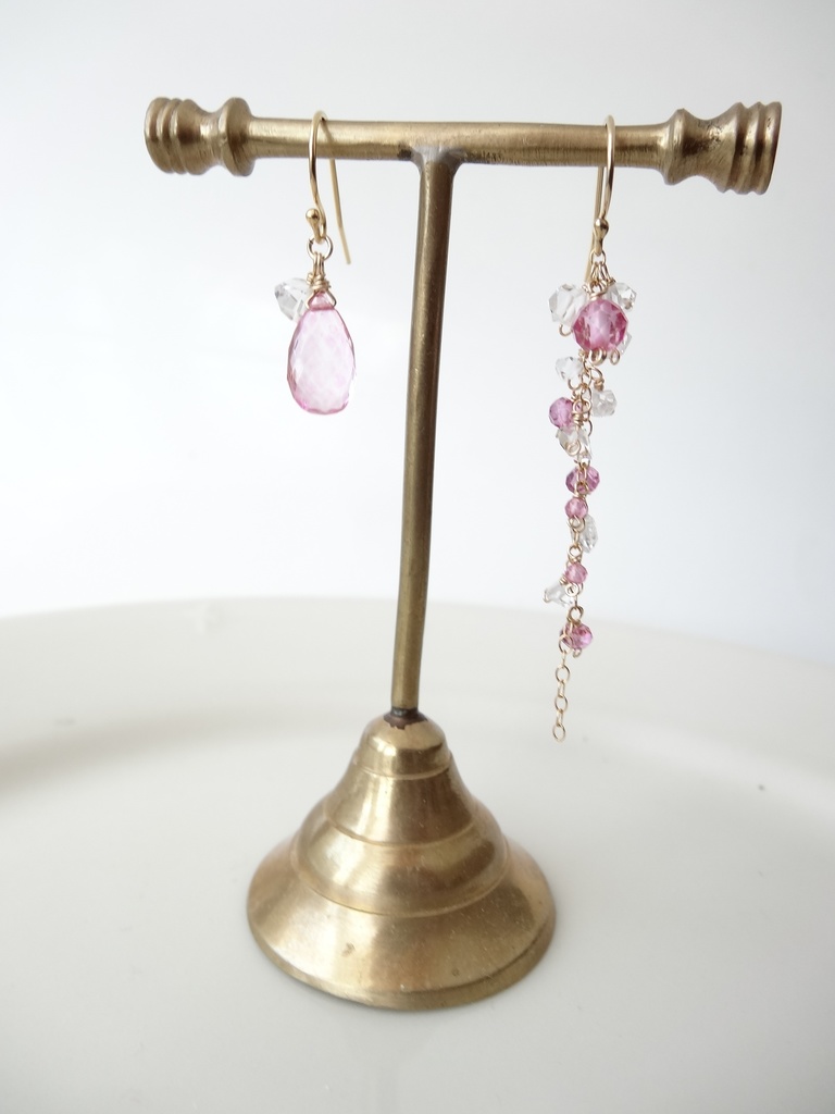 天然石*ピンクトパーズ&K14gfピアス・枝垂れ桜