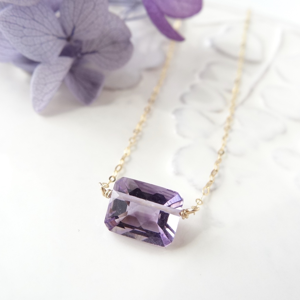 再販＊アメジスト＆K14gf・すみれジュレのネックレス
