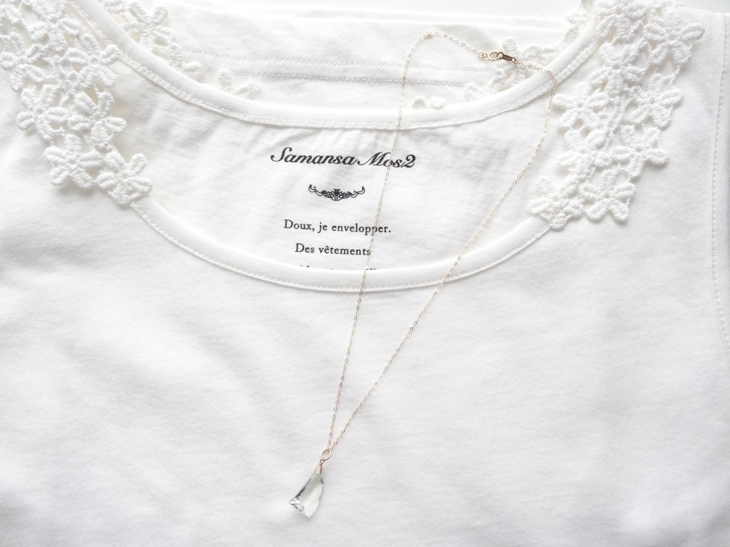 大粒グリーンアメジスト&K14gf・冬の森ネックレス③