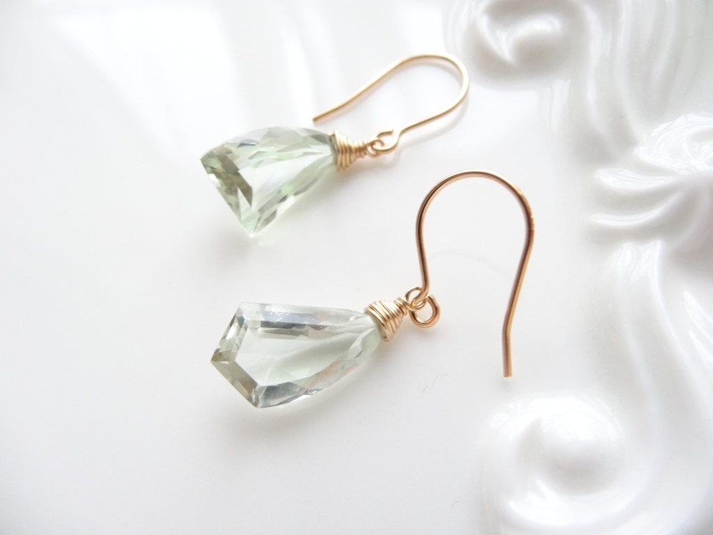 グリーンアメジスト&K14gf ・冬の森ピアス②
